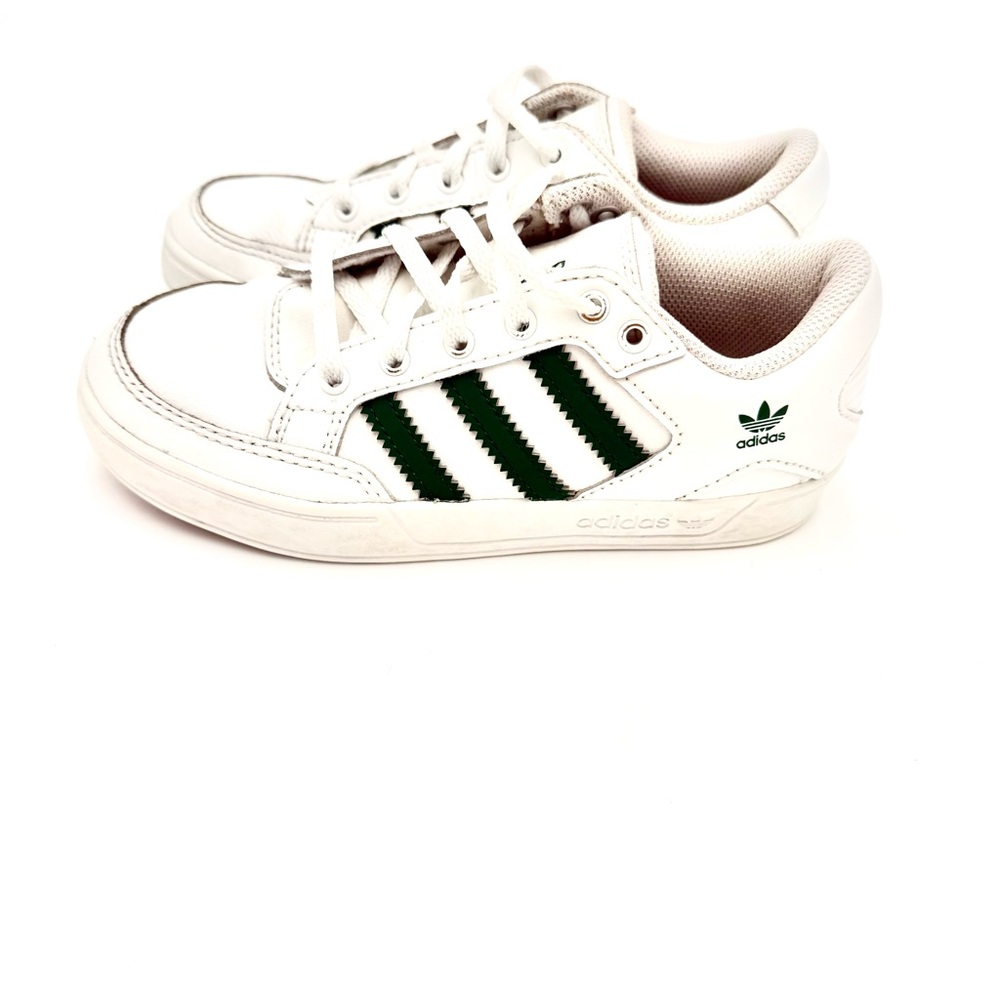 Adidas Kids Sneakers in White with Dark Green Stripes
